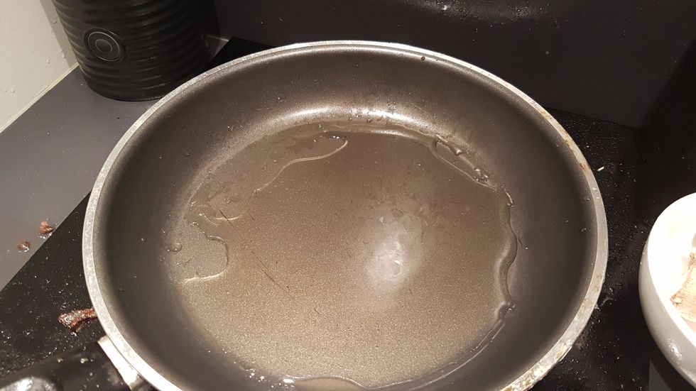 add oil to a frying pan, enough to cover base.