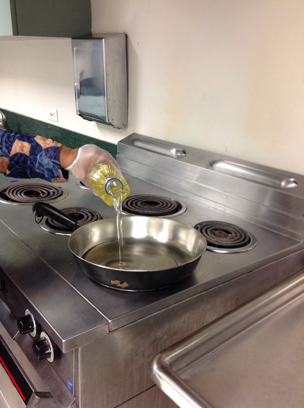 Add oil to pan a wait for it to get hot