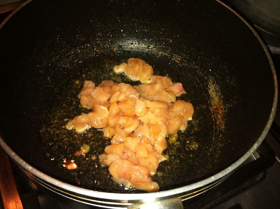 add oil to pan and add chicken