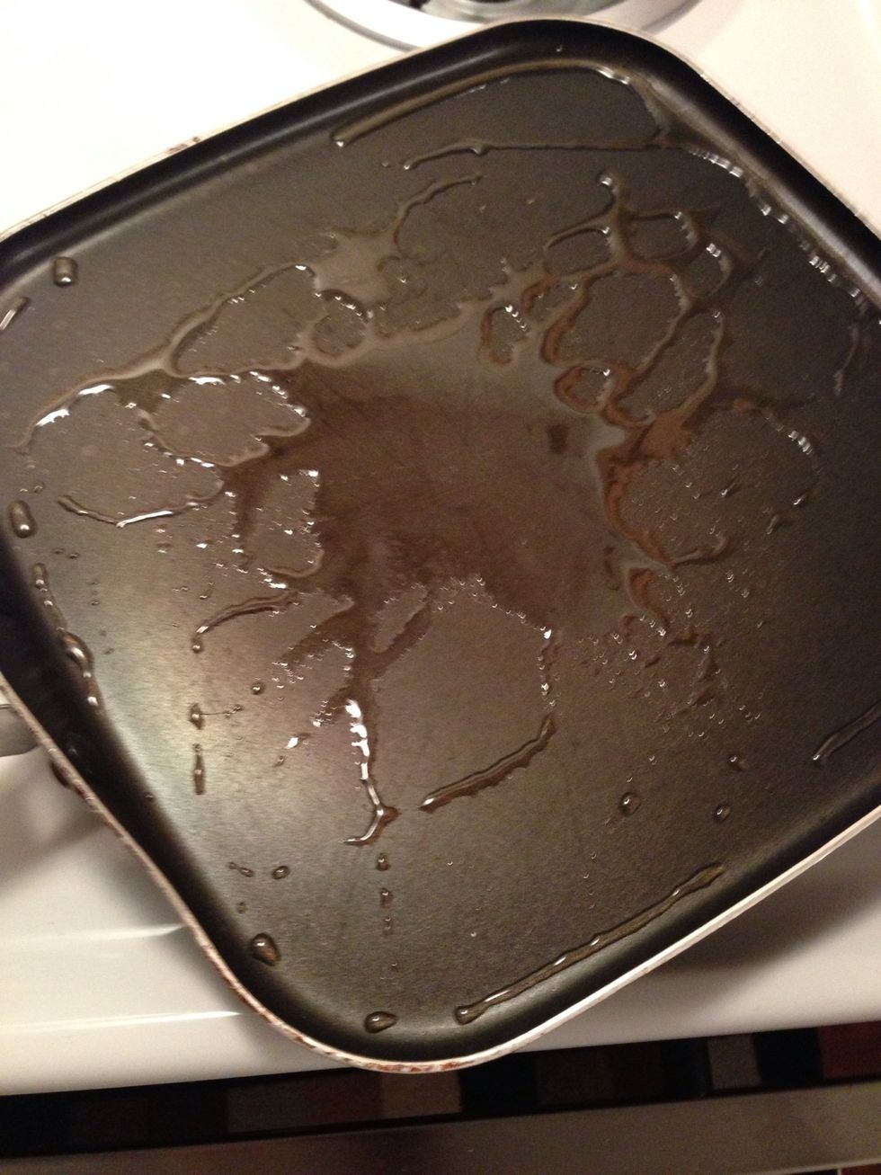 Add oil to pan on medium heat. I highly suggest doing this because venison is extremely low fat & doesn't produce much fat. Oil keeps it from scorching & sticking to the pan.