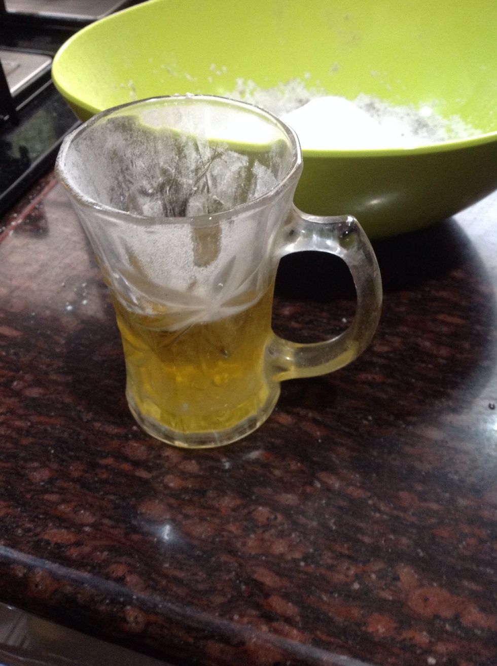 Add oil to the dry ingredients along with the milk(whey) that u boiled earlier