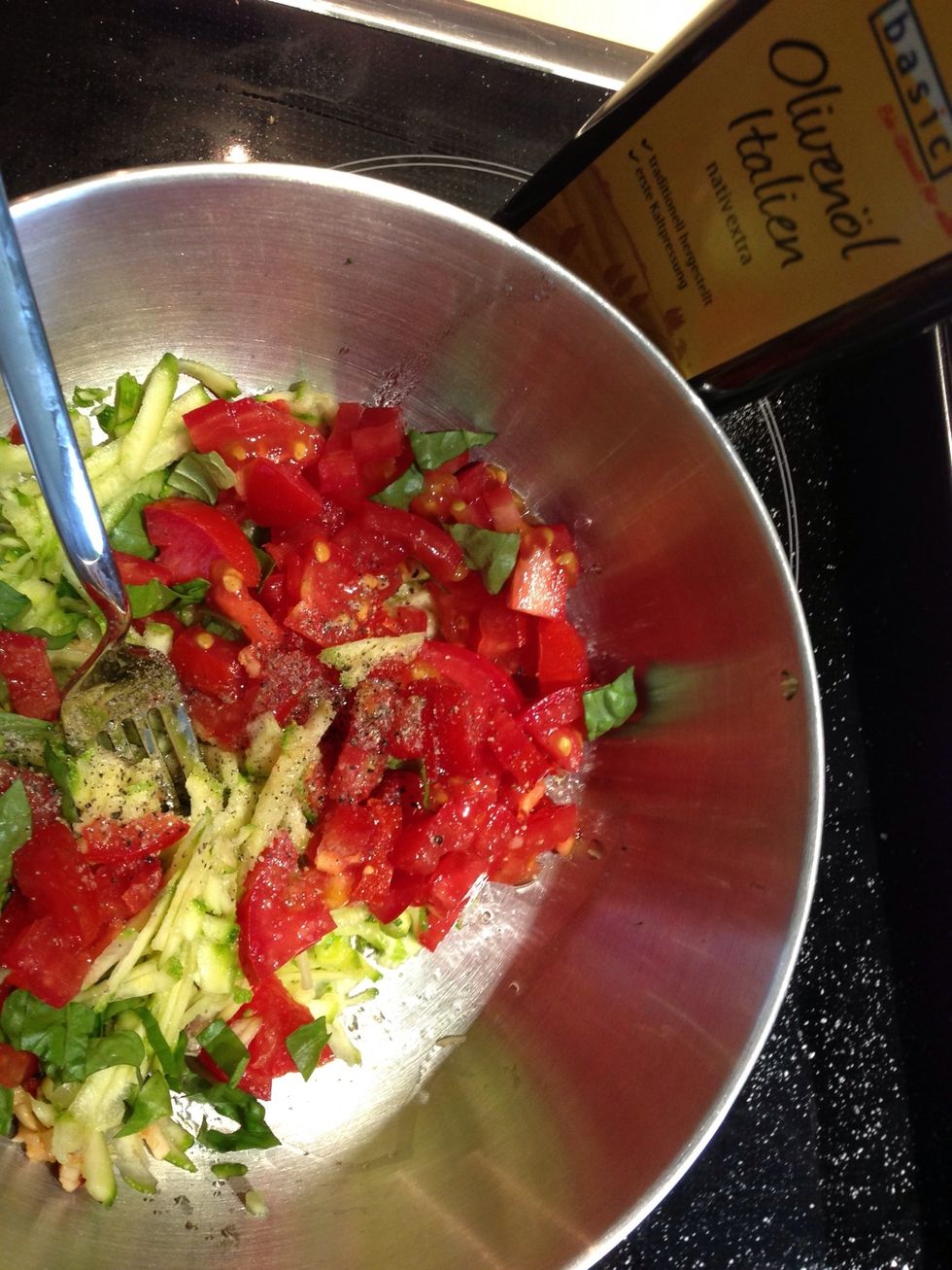 Add olive oil and mix gently.