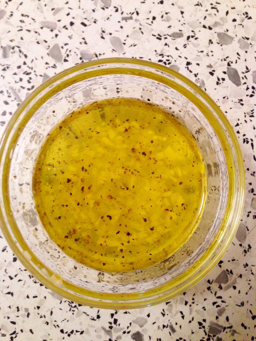 Add olive oil, salt and pepper.