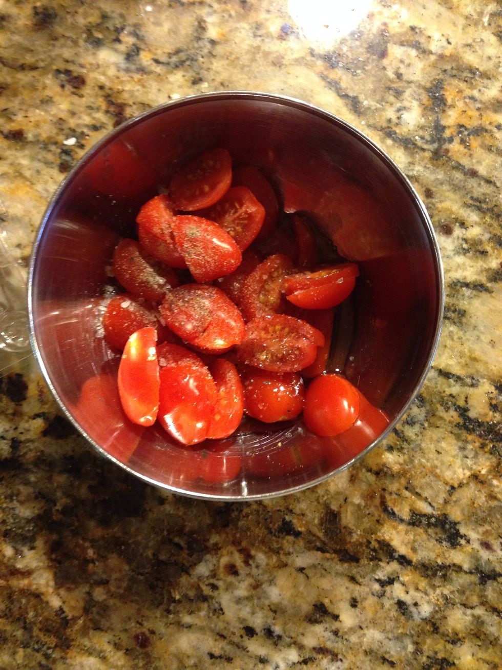 Add olive oil salt and pepper