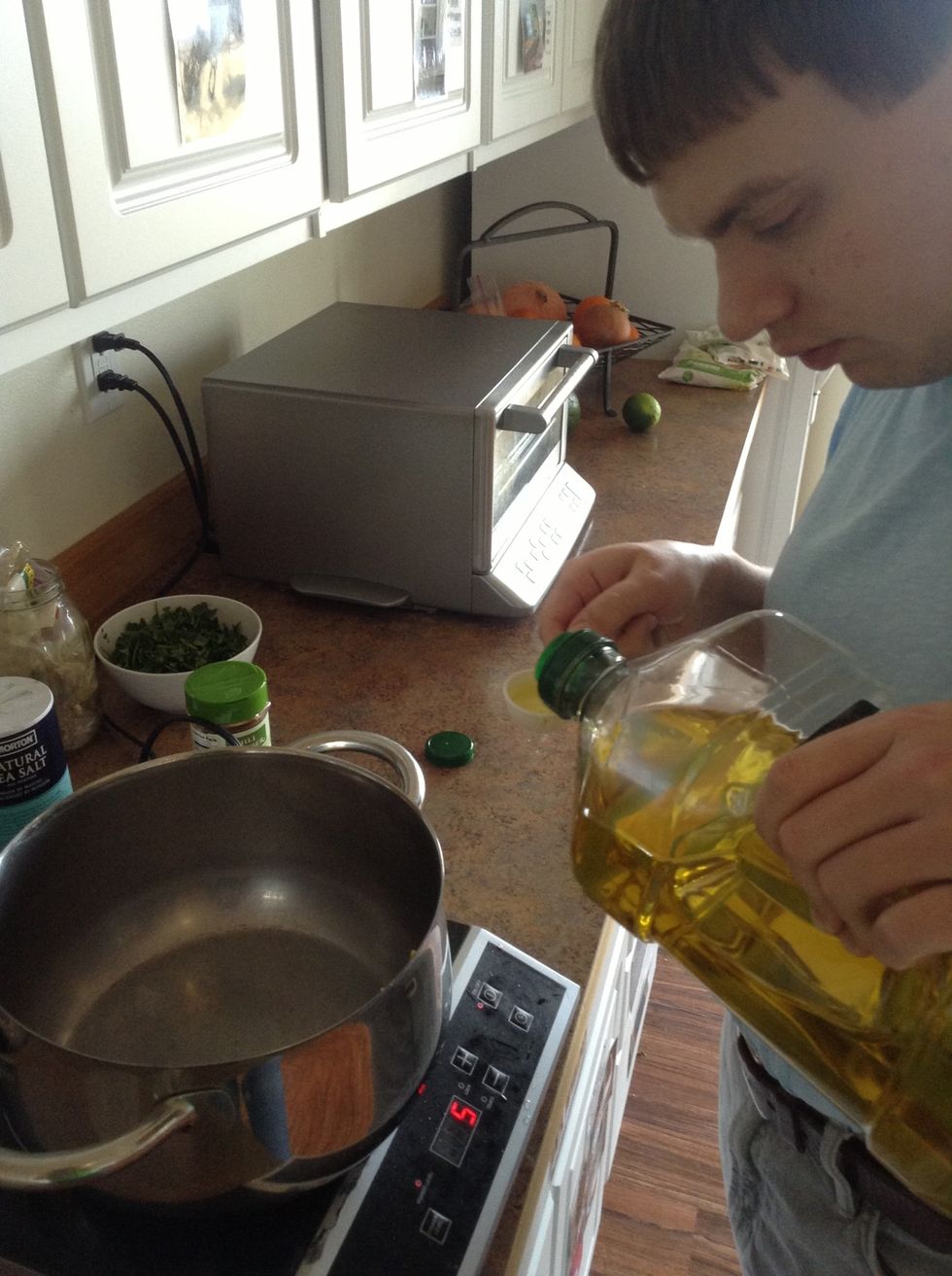 Add olive oil to pot