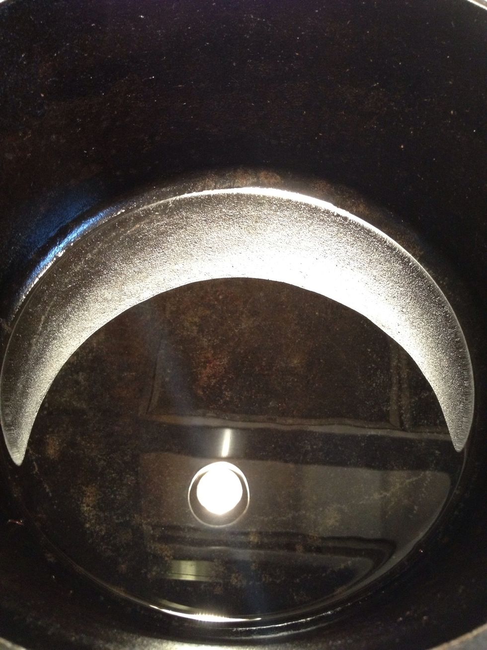 Add olive oil to thick bottomed pot...im using cast iron. Turn burner to medium high. I am making a double batch for a family dinner...