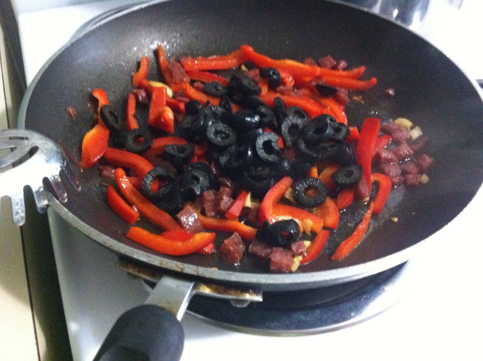 Add olives to mix
