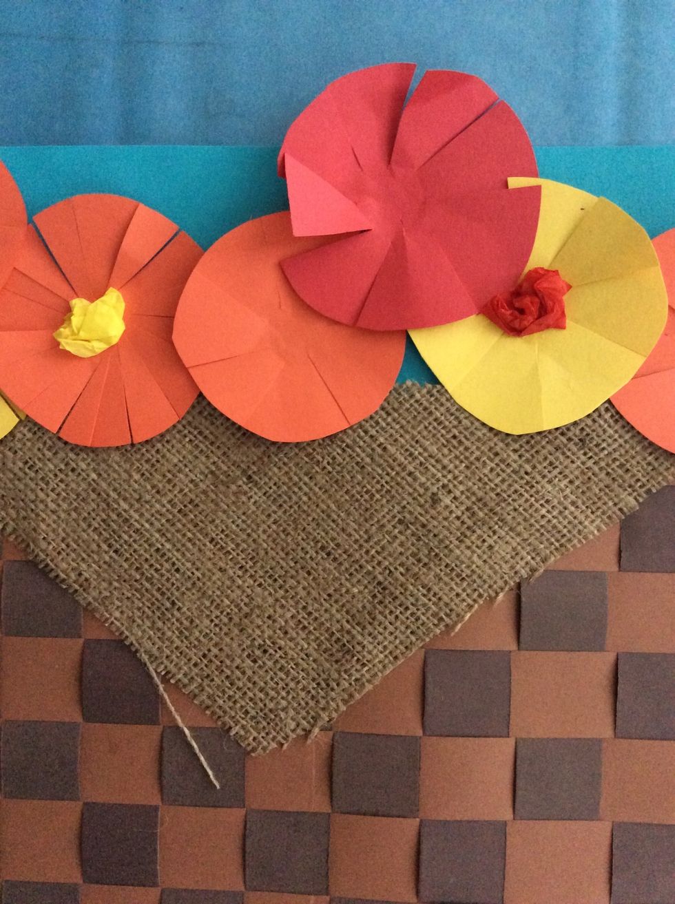 Add on your flowers and centers to the picture - in the basket.