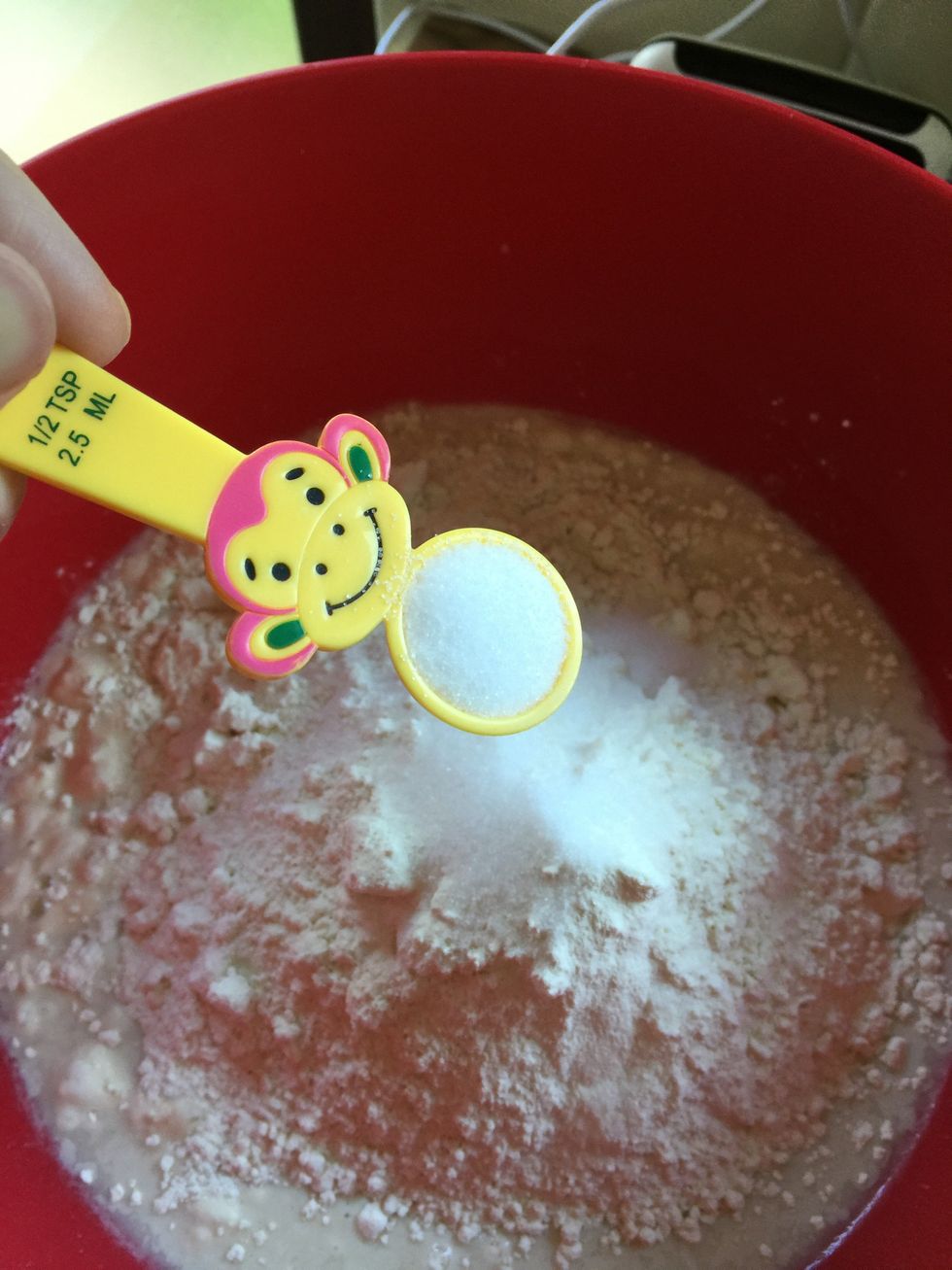 Add one and a half teaspoons of table salt to the bowl.