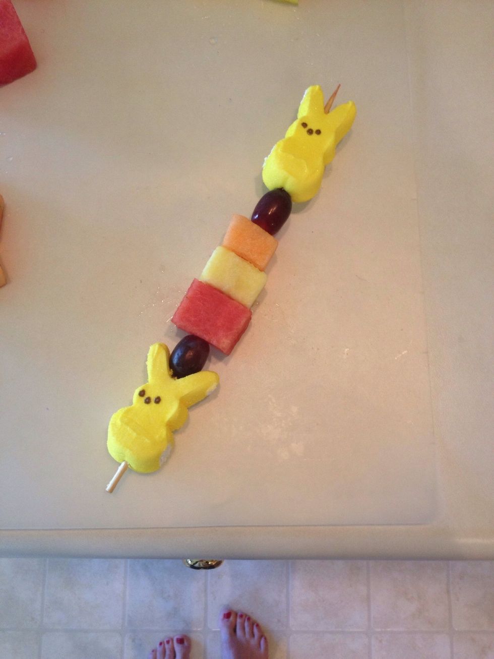 Add one bunny Peep to each end.