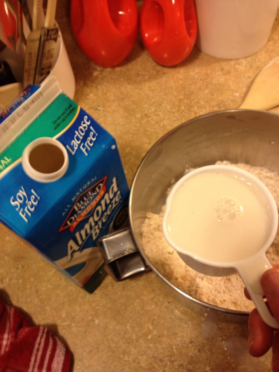 Add one cup almond milk ( or milk of your liking)