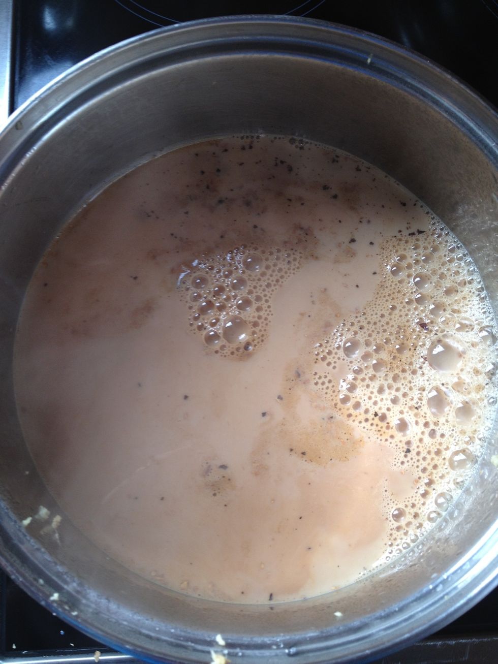 Add one cup milk to the boiled water leave to boil once fully boiled and you can see milk rise up that means its ready.