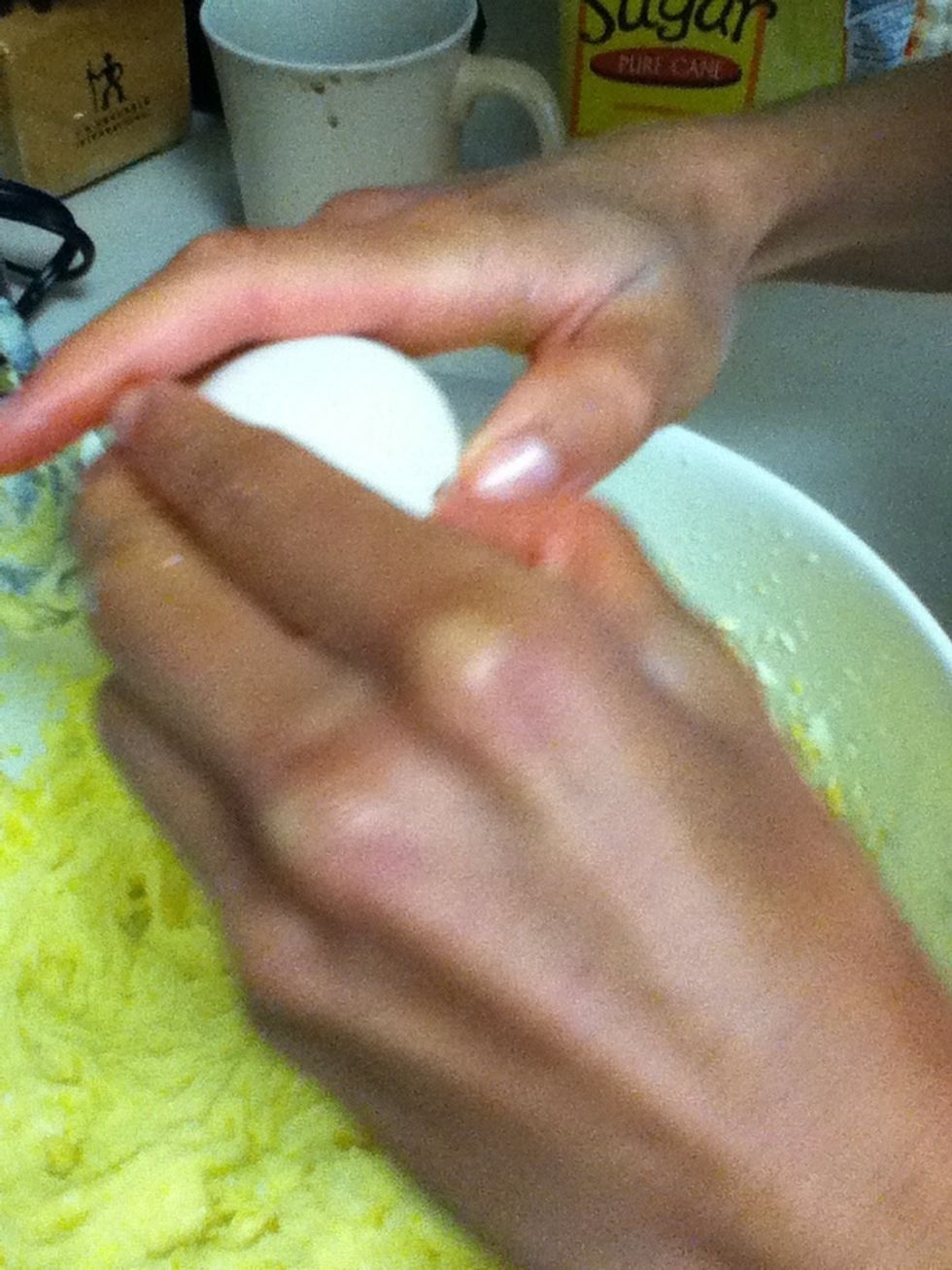 Add one egg at a time, beating with mixer on low speed after each egg.
