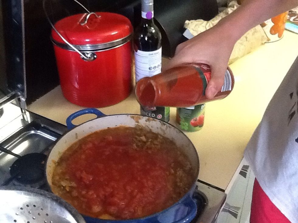 Add one hole large jar of passata