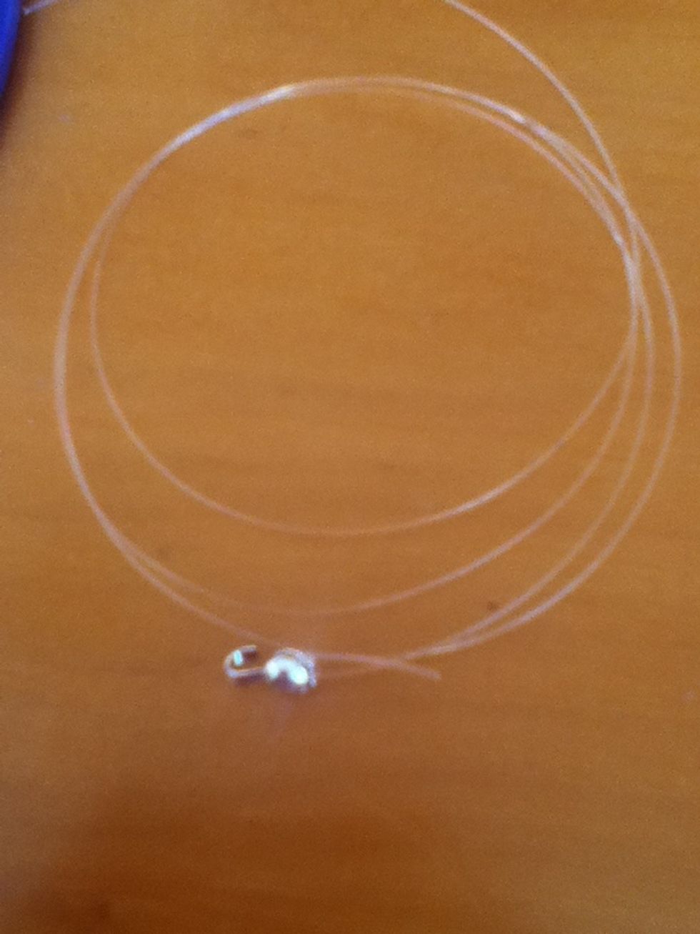 Add one of the clips onto the fishing line