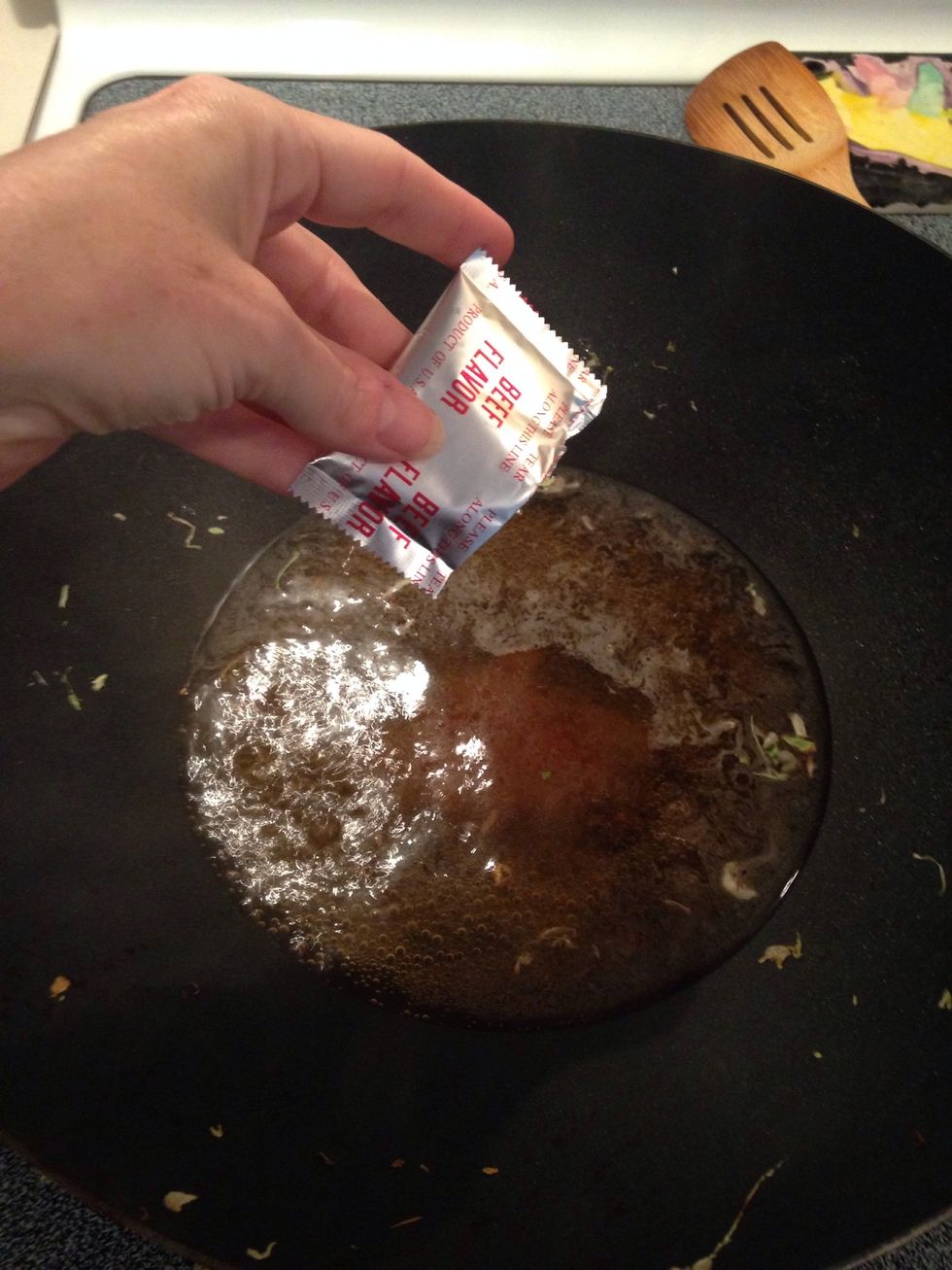 Add one packet of ramen noodles seasoning (found in package). You can set aside the other seasoning packet and use it for something else.