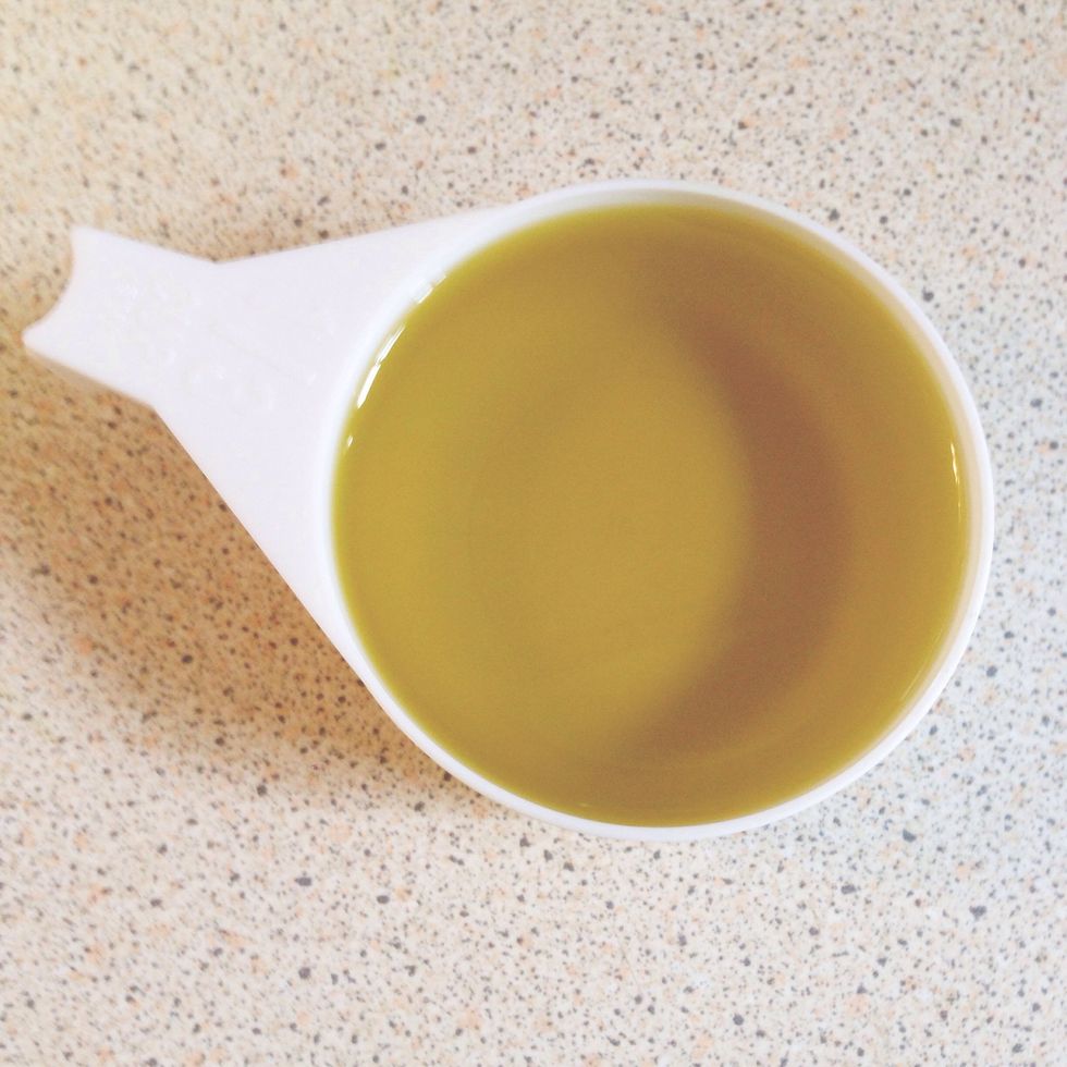 Add one-third cup of extra virgin olive oil.