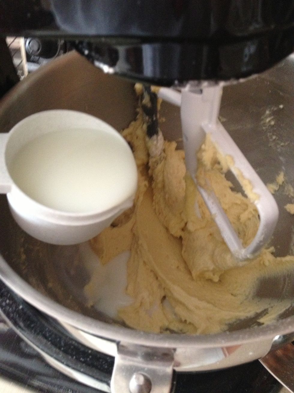 Add one third of the milk