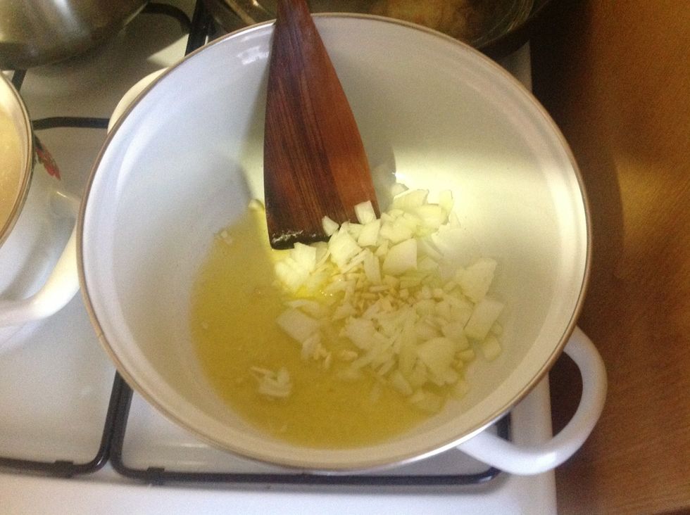 Add onion and fry till garlic and onion become yellow/ gold, and you will smell very saturated odor.