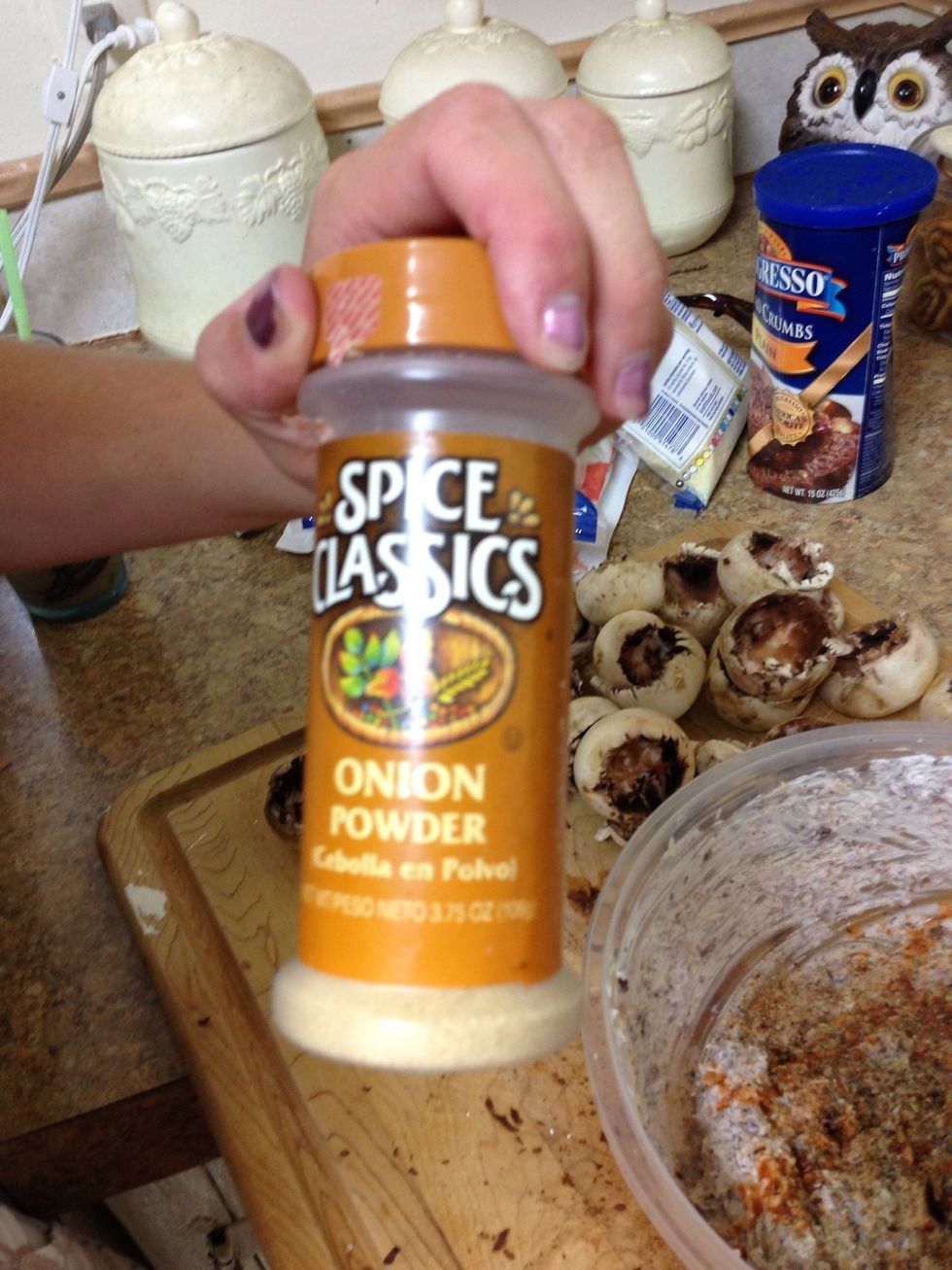 Add onion powder to bits and cream cheese mixture.