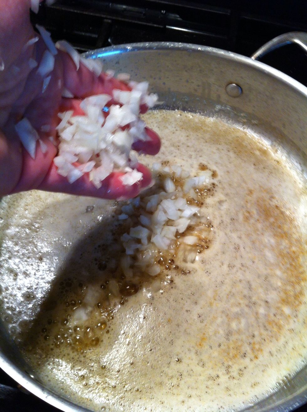 Add onion to brown butter.