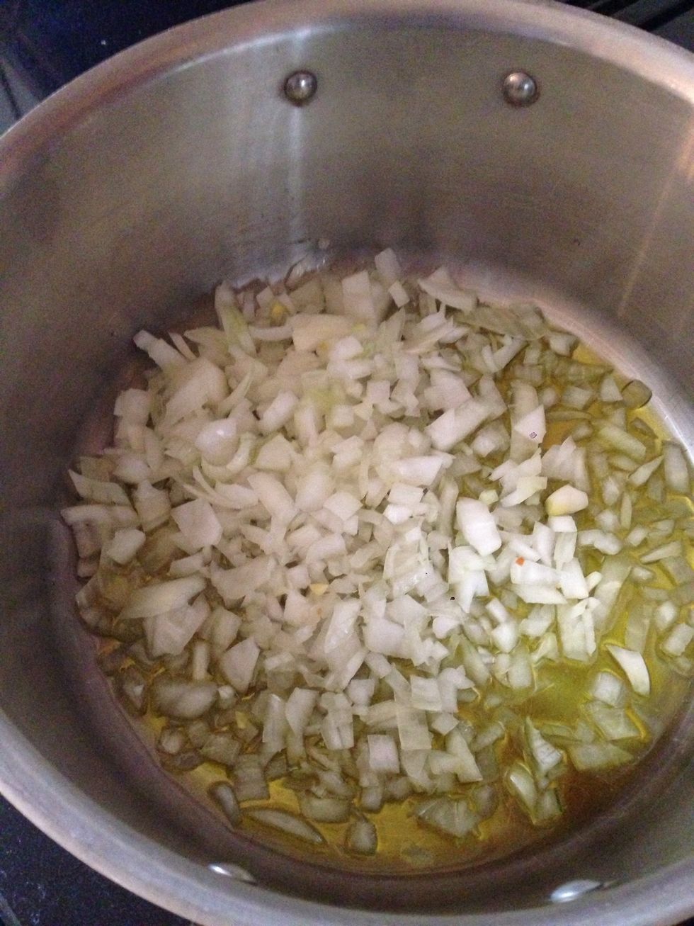 Add onion to heated oil, cook for 10 - 15 minutes. The goal is to soften the onions but not turn them brown