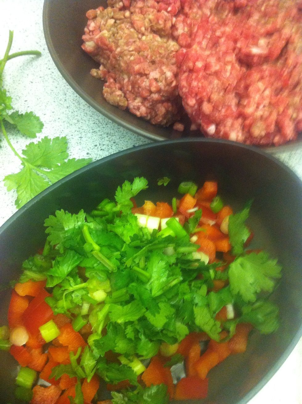 Add onion to paper, solt, any other ingredients and 2 spoons of oil