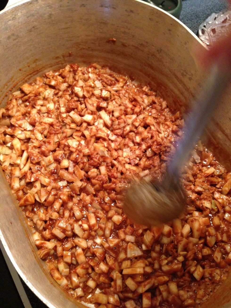 Add onions and garlic and stir for about 15 minutes.