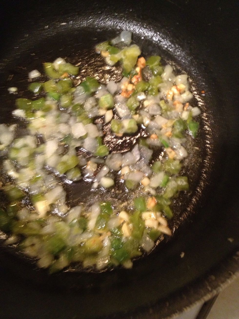 add onions and peppers (I used frozen)