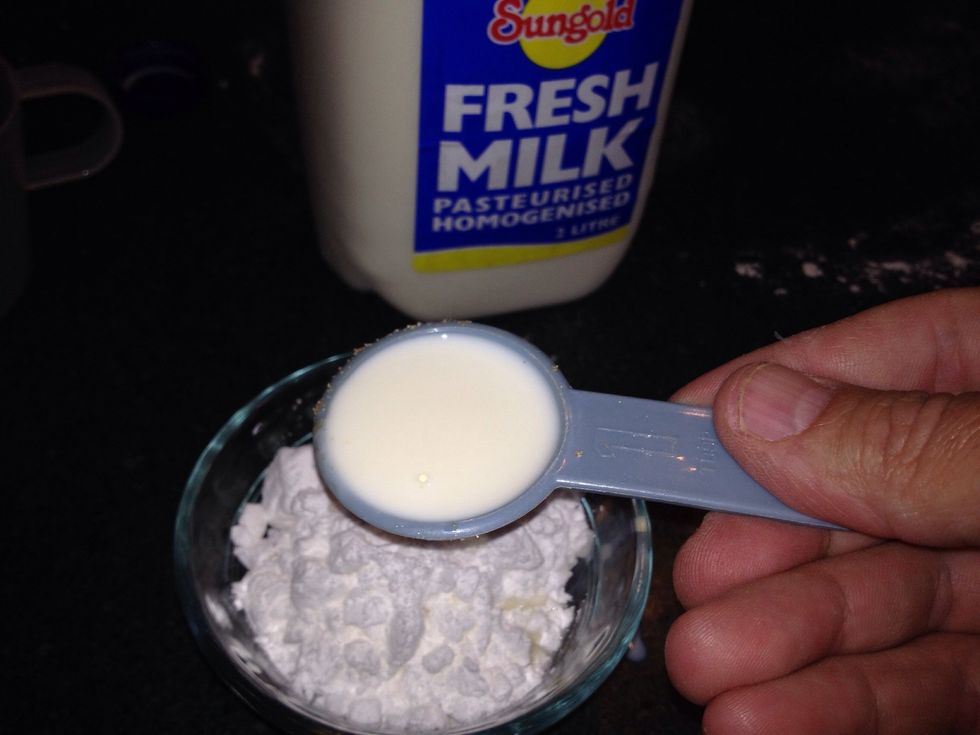 Add only the amount of milk suggested. This will make a thickish icing mix. For the vegan version, replace milk with rose water.