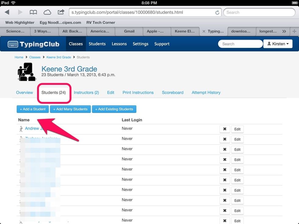 Add or delete students from your class.