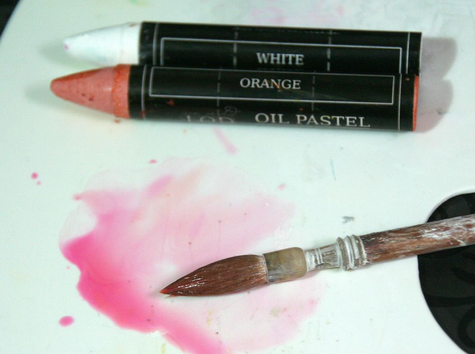 Add Orange & white colors and water.