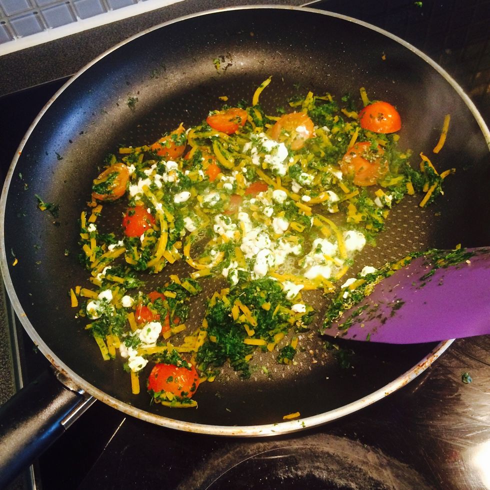 Add oregano and cottage cheese