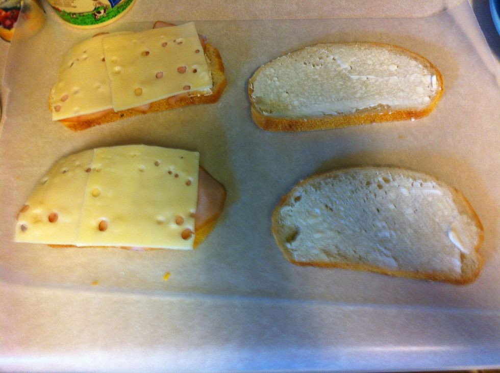 Add other ingredients (this is just turkey and Swiss cheese)