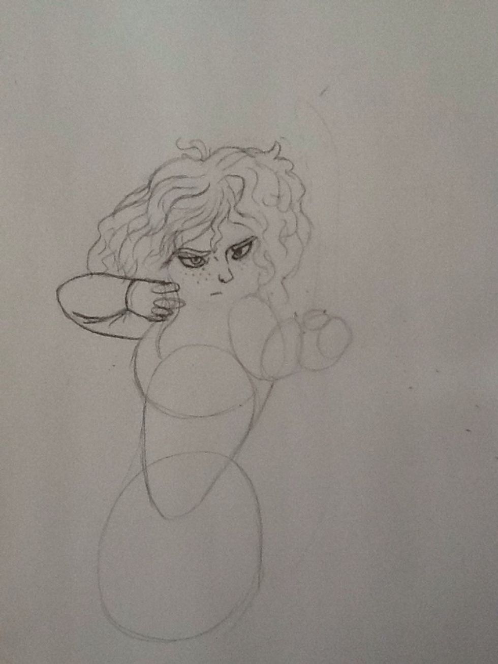 Add ovals as her fingers, to help you figure out the position of them.