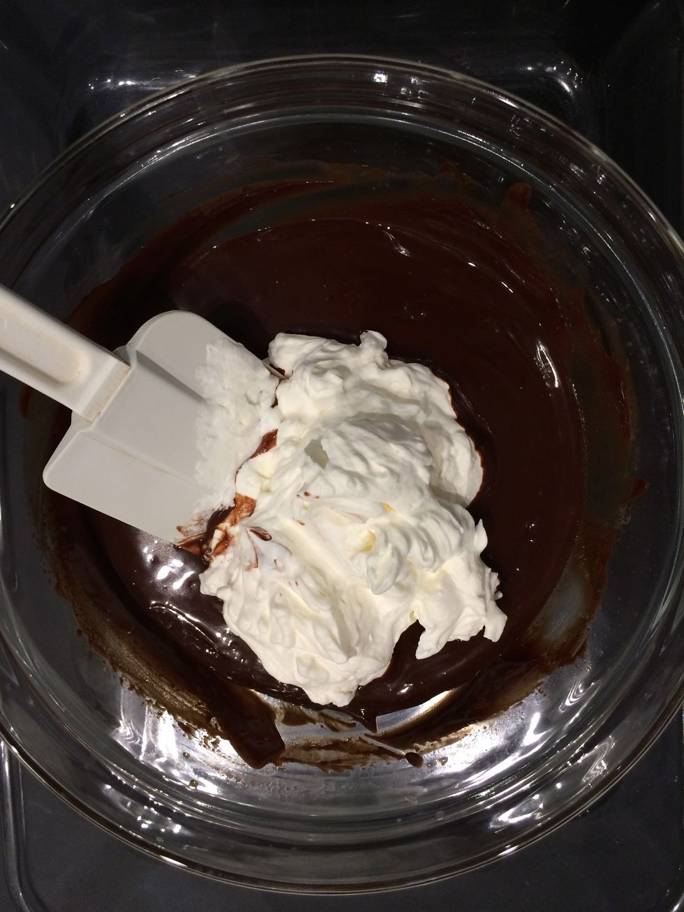 Add over chocolate in 2-3 times