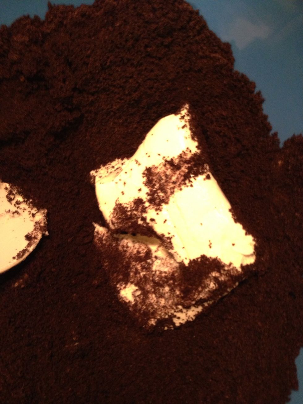 Add package of cream cheese and mix together with spoon. Or do like I did and give up on the spoon nonsense and get your hands dirty.