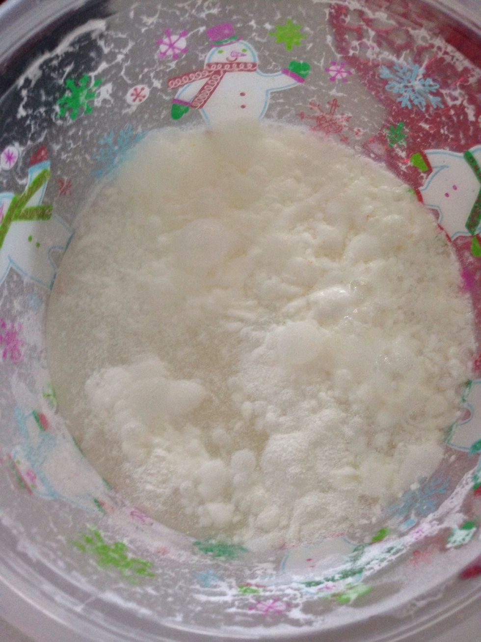 Add packet #3 and your 2 cups of cold water. Whisk it fast for about 3 minutes and this is going to be tiring. Stop when it gets smooth and thick.