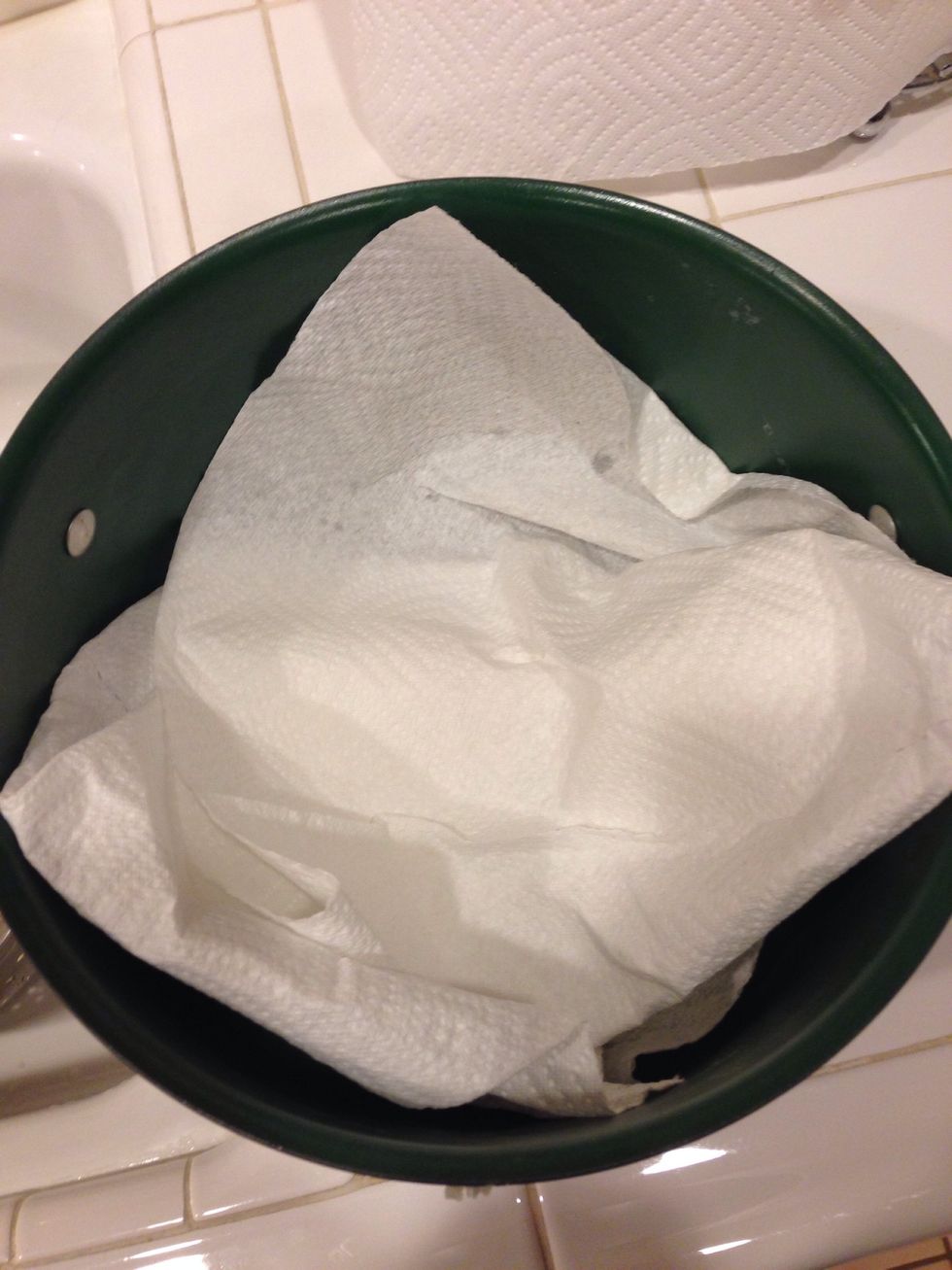 Add paper towels to your pot and dump cauliflower in to soak up excess water.