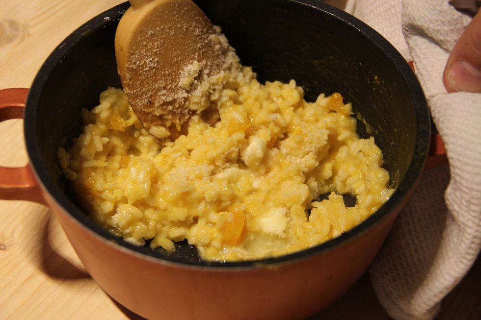 Add parmesan cheese and continue mixing