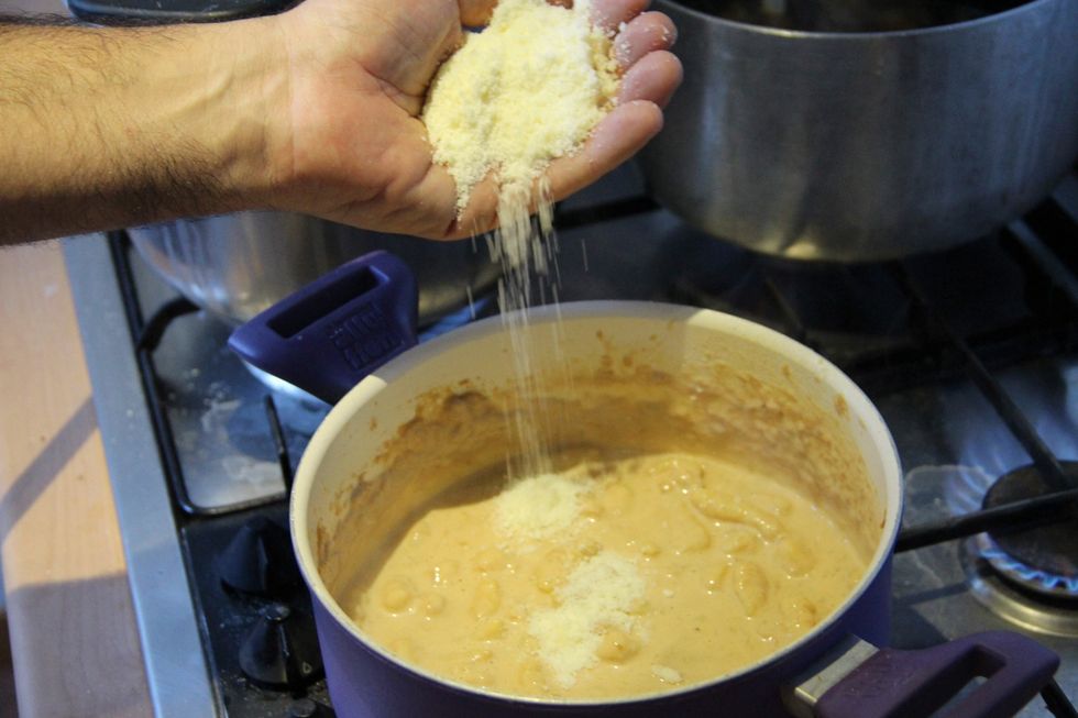 Add parmesan cheese and mix together