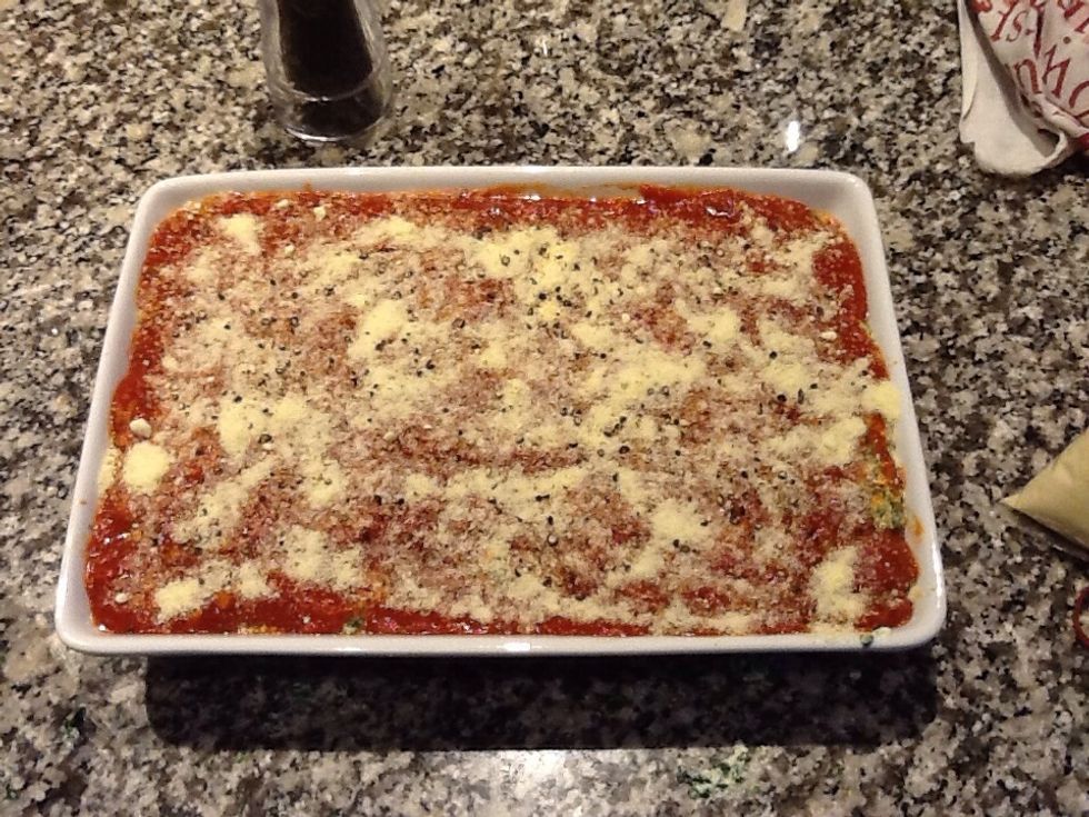 Add Parmesan cheese and salt and pepper