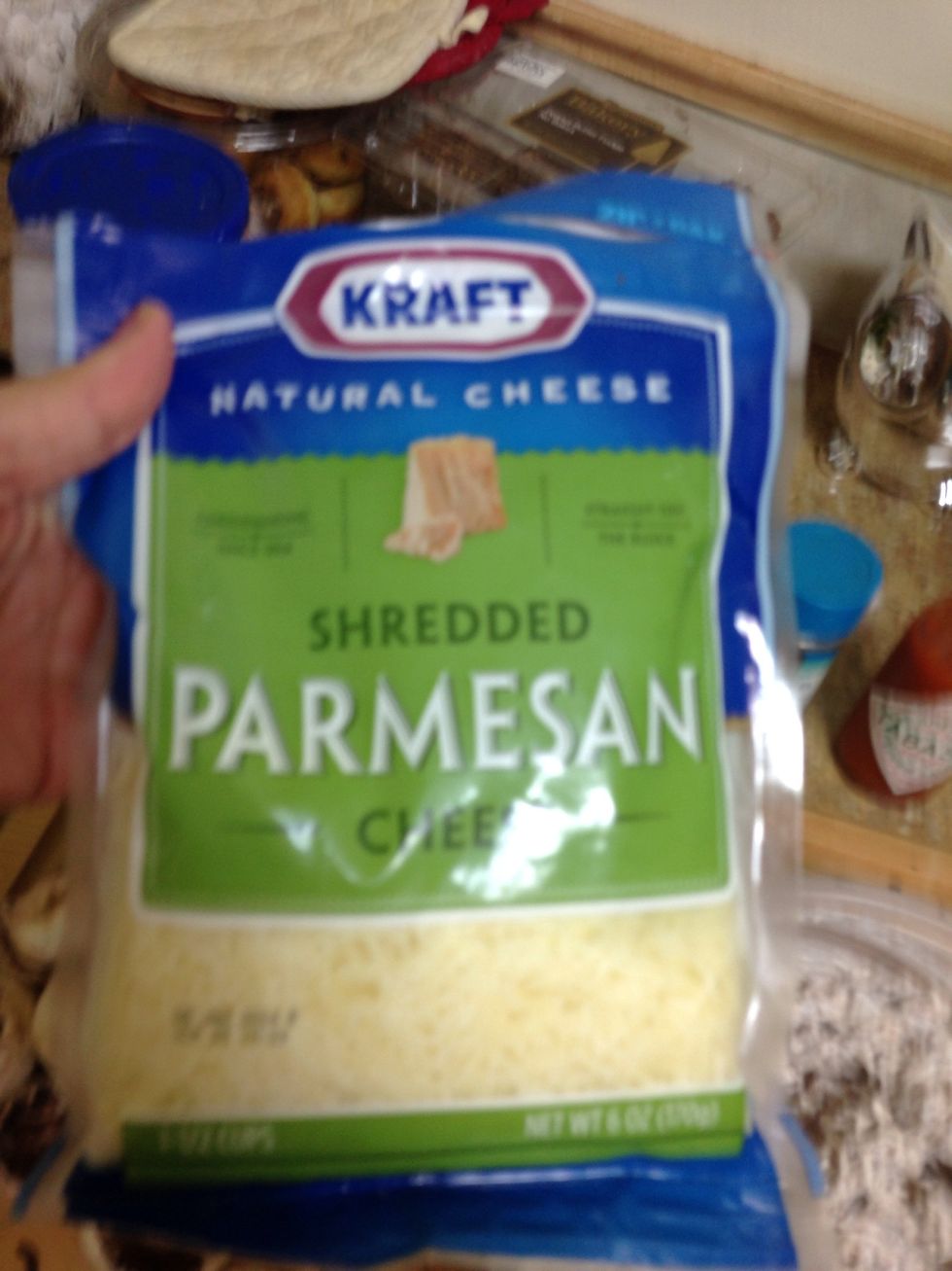 Add Parmesan to bits and cream cheese mixture.