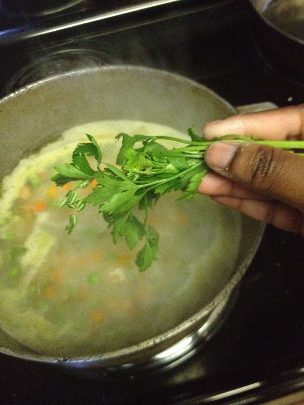 Add parsley while it is boiling