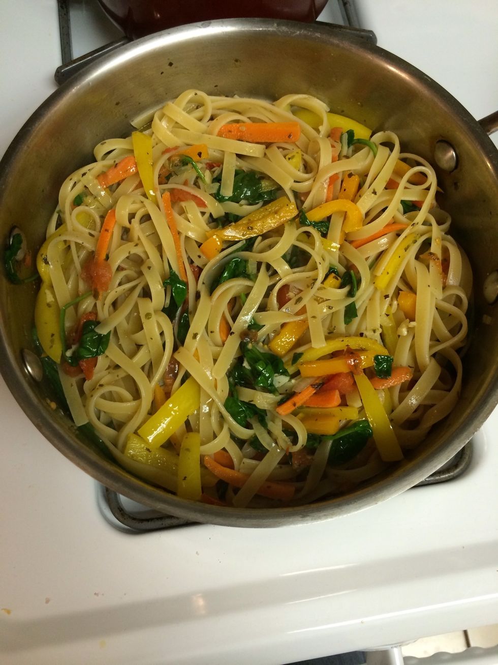 Add pasta and mix well before adding cream