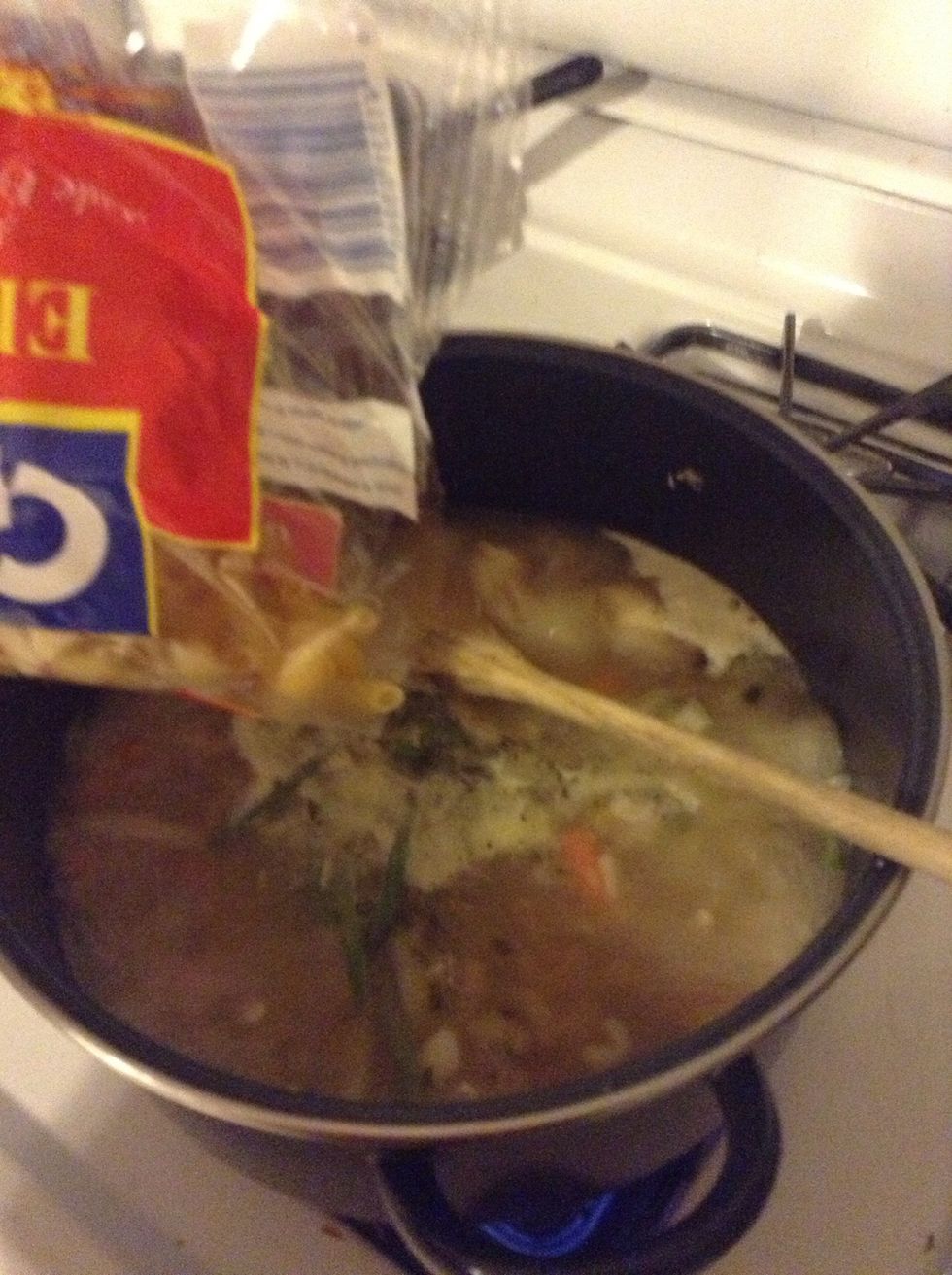 Add pasta or macaroni - use whatever you have in your pantry or whatever is your favorite. Here I'm using elbow macaroni. Sometimes I use egg noodles.