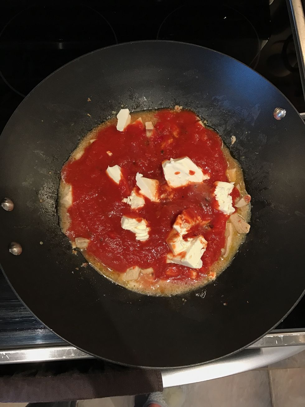 Add pasta sauce and cream cheese