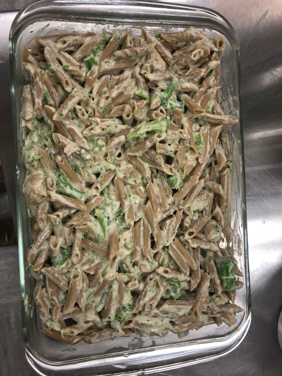 Add pasta to a casserole dish and bake for 8-10 minutes