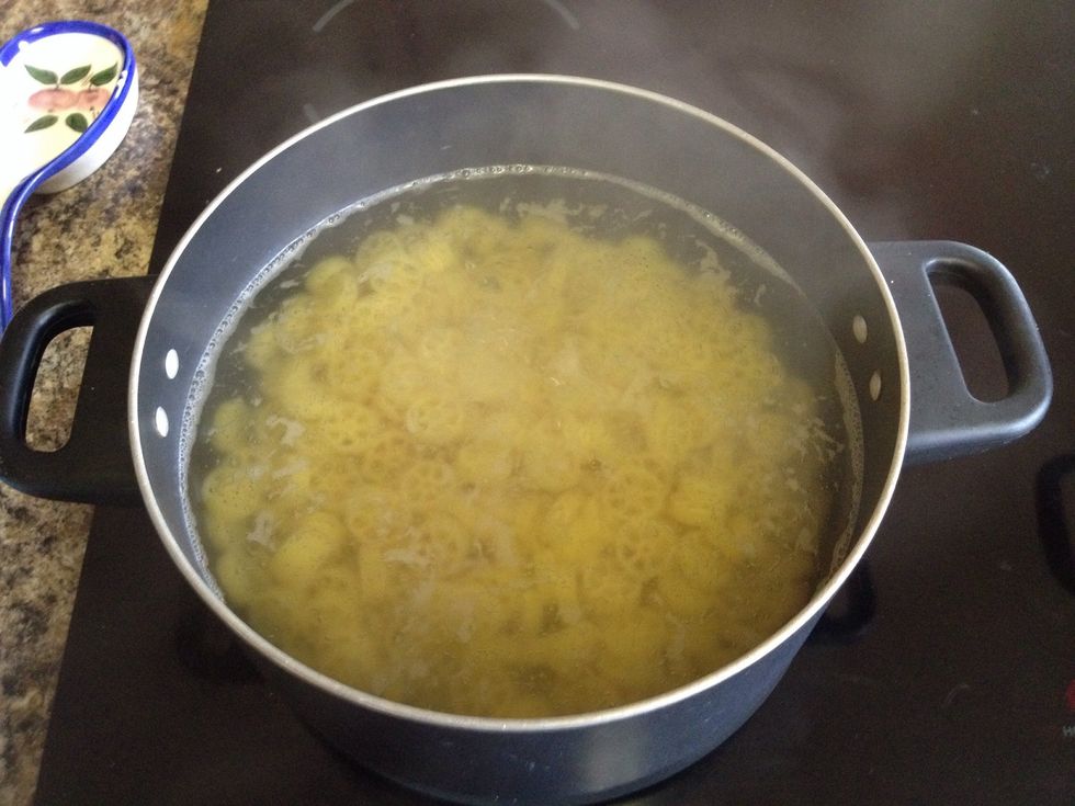 Add pasta to boiling water. Cook for 8-10 minutes until al dente.