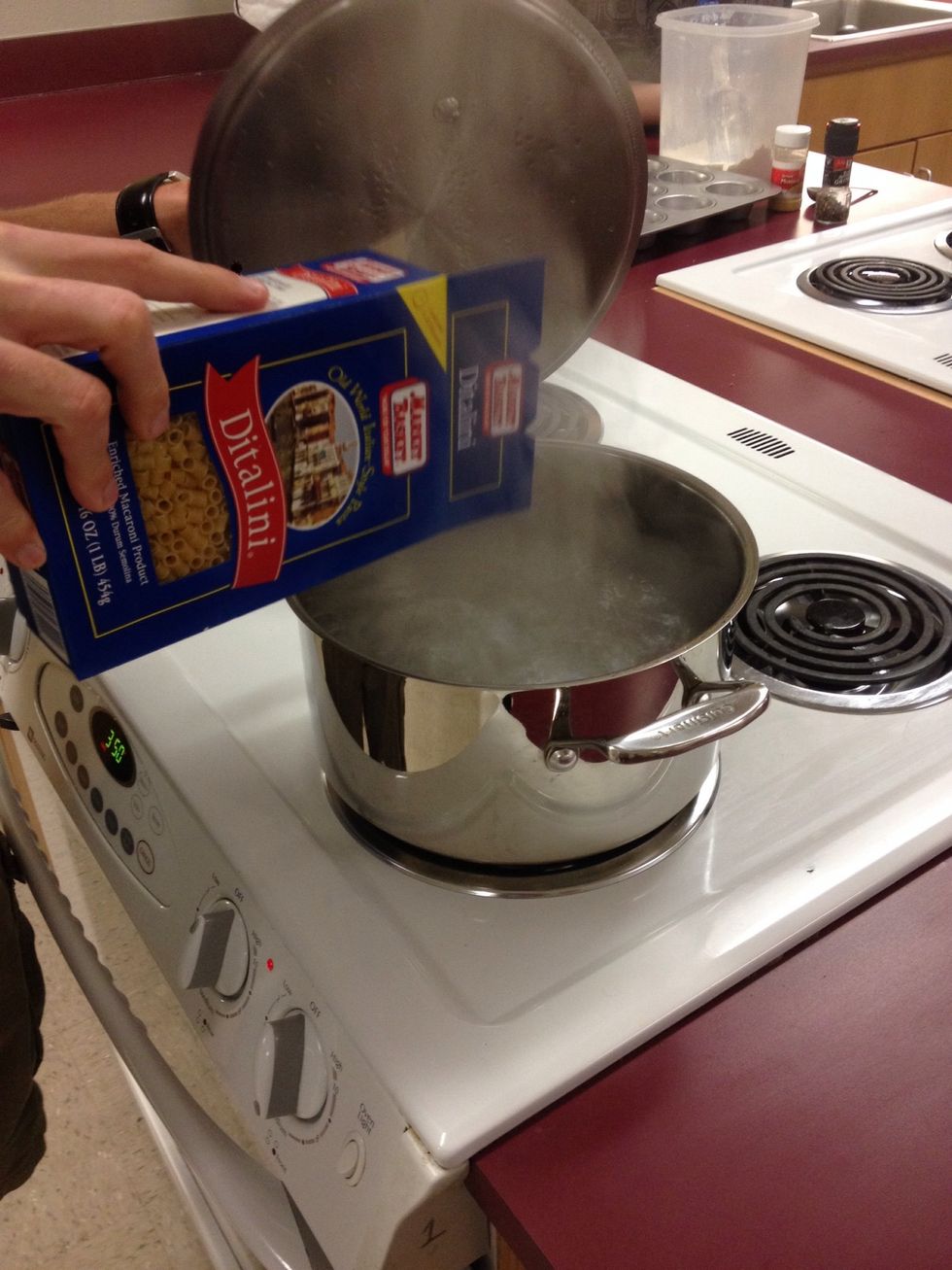 add pasta to boiling water & cook until aldente